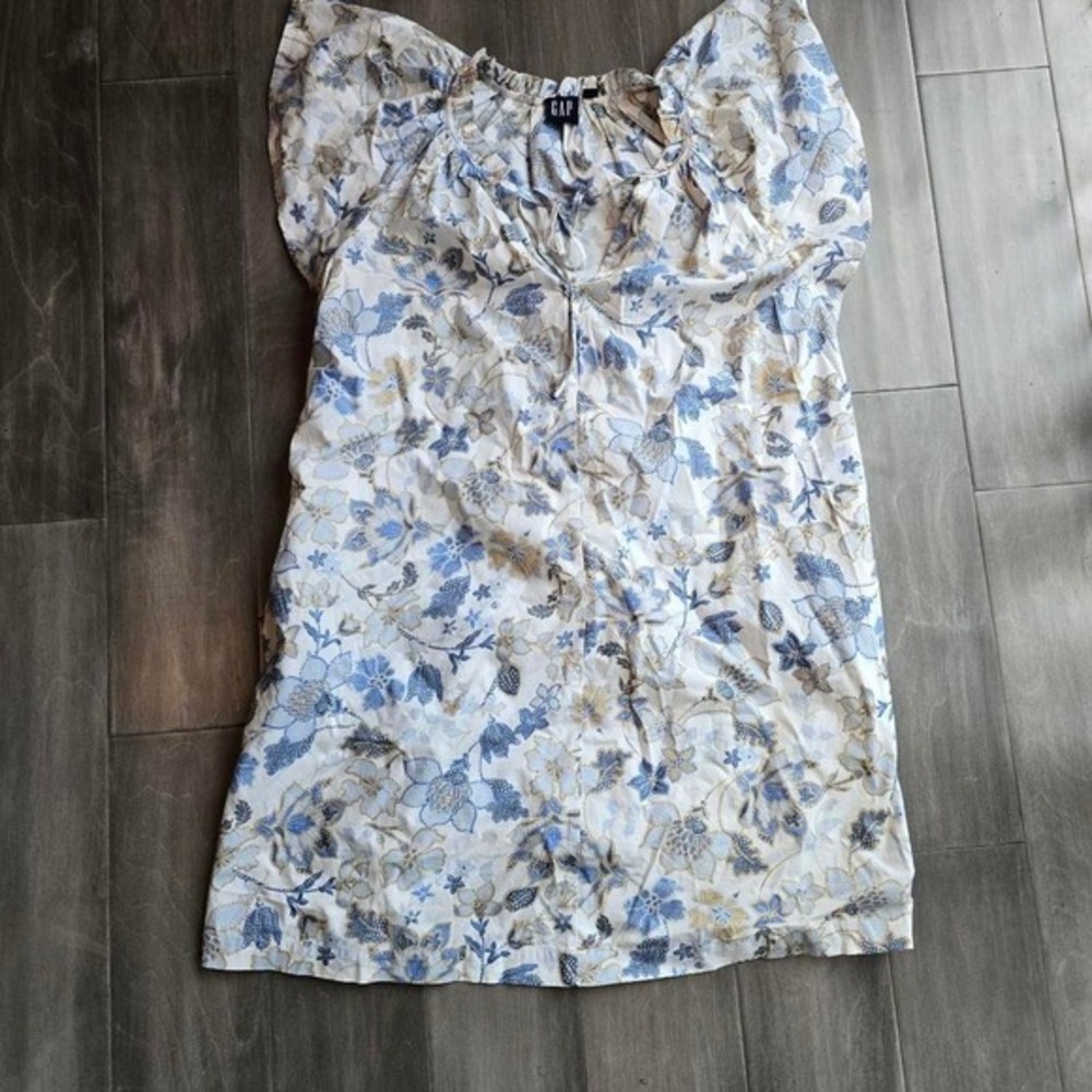 GAP Women's Short Dress Ruffle Floral Flutter Sleeve with pockets Size XS petite